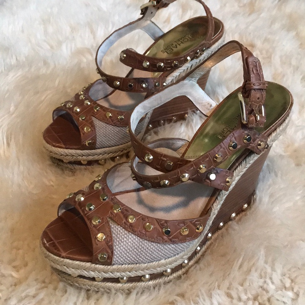 Michael Kors Studded Strappy Wedge size 7 1/2 - Picture 3 of 6